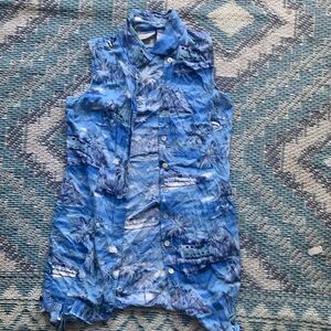 Yacht Button down dress or top with palm tree and boat pattern